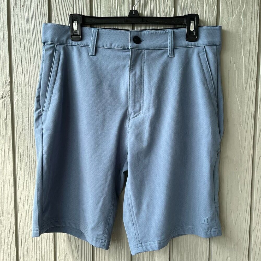 Hurley Hybrid Shorts SZ 32 Dusty Blue Quick-Dry Zip Pockets NWOT